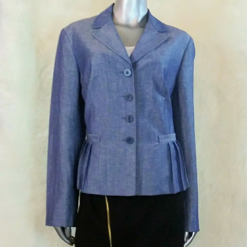 🎀LAFAYETTE 148 NEW YORK BLUE PLEAT POCKET JACKET